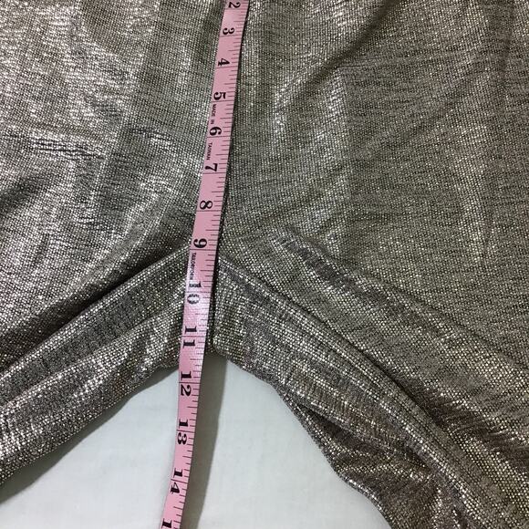 SKIES ARE BLUE SZ S Metallic Foil Silver Elastic Waist Flat Front Pants NWT 0B5 - Picture 7 of 8